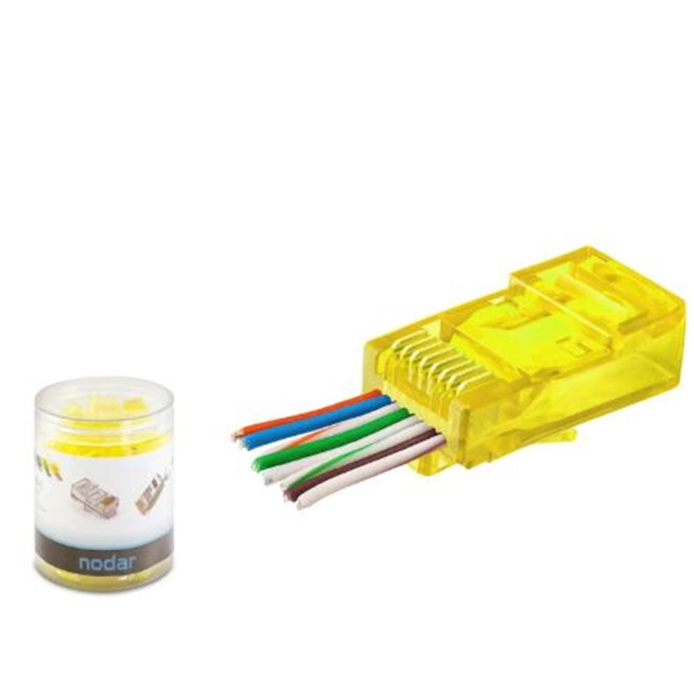 NODAR ND2400 CAT6 EZ RJ45 Konnektör 100 Adet Plastik Kutu - Sarı