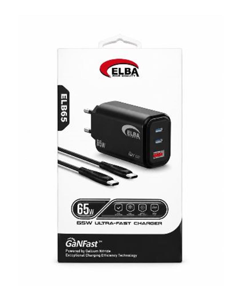 Elba ELB-65 65W Siyah Type- C To Type-C GAN Şarj Aleti