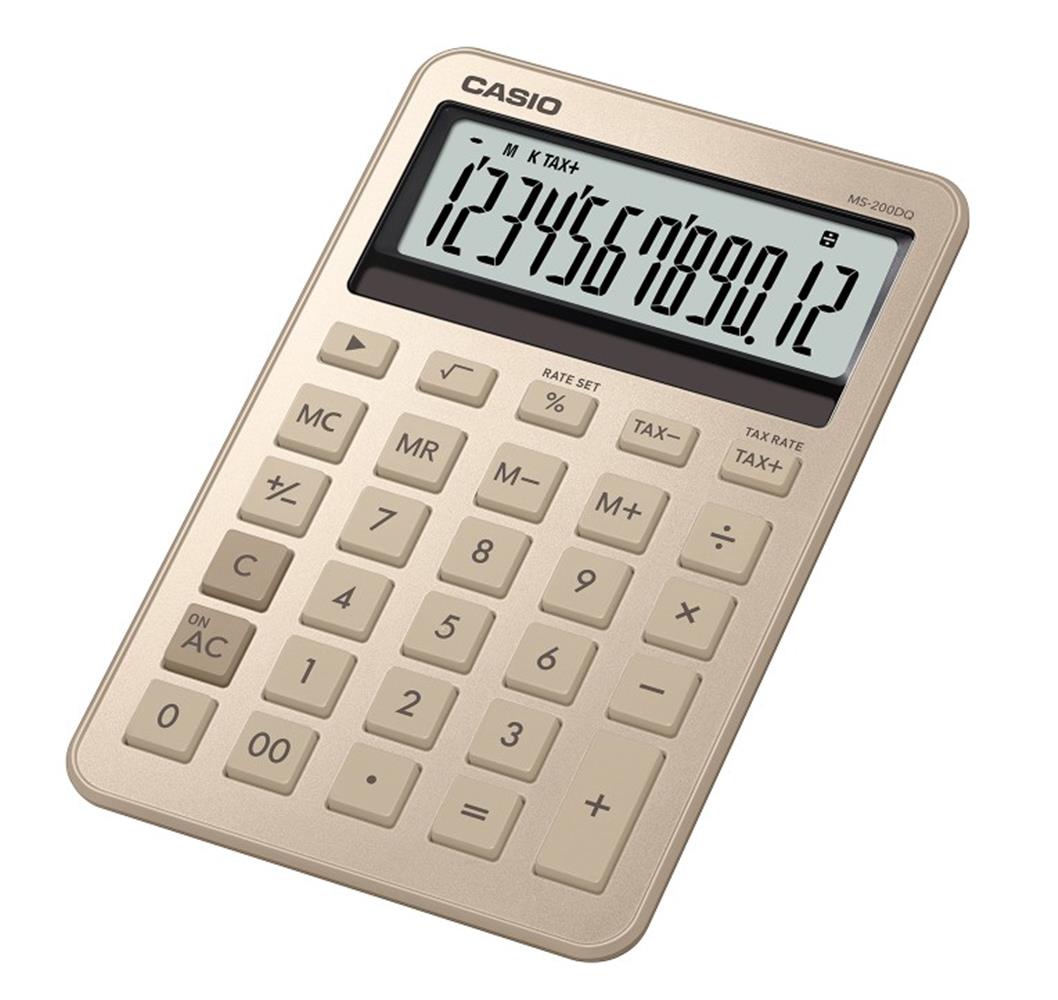 Casio MS-200DQ-GD 12 Hane Parlak Gold Masa Üstü Hesap Makinesi