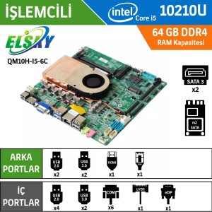 Elsky QM10H-I5-UA-1LAN Intel Core i5 10210U Endüstriyel Mini ITX Anakart
