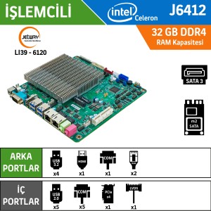 Jetway LI39-6412 Intel Celeron J6412 Fansız Endüstriyel Mini ITX Anakart