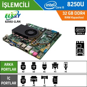 Elsky 8250U-1LAN 6COM Intel Core i5 8250U Endüstriyel Mini ITX Anakart