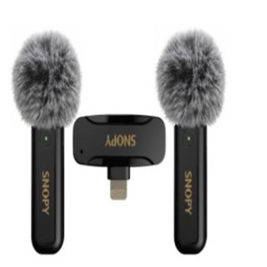 Snopy SN-MW80 Siyah 2 Mikrofonlu Kablosuz Lightning Yaka Mikrofonu