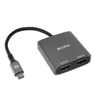 S-link SWV-USBC026 4K@30Hz Gri Metal Type-C to 2 port HDMI Adaptör