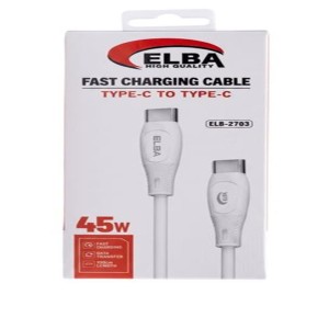 Elba ELB-2703 45w Type-c To Type-c 1mt Beyaz Silikon Şarj Kablosu 480Mps  Hızlı Şarj