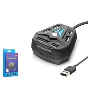 HADRON A068B USB Combo Hub Kart Okuyucu 8 Port Siyah