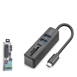 iETOP HDX7060 Type-C 3.2 Gen1 Combo Hub Kart Okuyucu 5 Port 5 Gbps Siyah