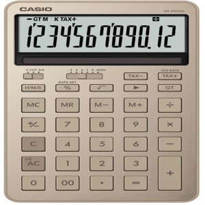 Casio JW-200DQ-GD12 Hane Parlak Altın Masa Üstü Hesap Makinesi