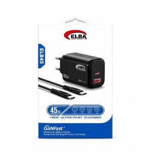 Elba ELB45 45W Siyah Type- C To Type-C GAN Şarj Aleti 