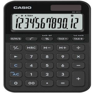 Casio MS-20YC-BK 12 Hane Siyah Masa Üstü Hesap Makinesi
