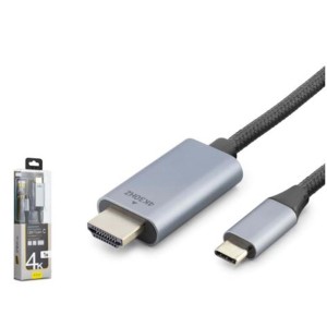 iETOP TH03A Type-C to HDMI Görüntü Kablosu 4K 30 Hz Örgülü 1 m Gri
