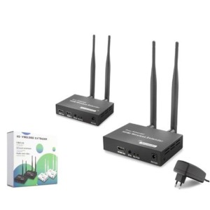 HADRON HDX1444 Kablosuz HDMI Görüntü Aktarım Seti Loop-Out IR 1080p 200 m Siyah