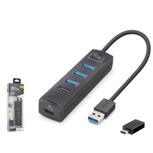 iETOP TU359 USB Type-C 3.2 Gen1 Anahtarlı Hub 4 Port 5 Gbps Siyah