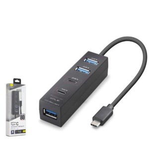 iETOP TU0529 Type-C 3.2 Gen1 Hub 4 Port 5 Gbps 80 cm Siyah